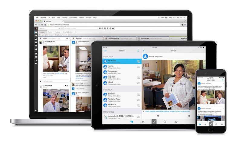 Image of multiple devices using Hootsuite